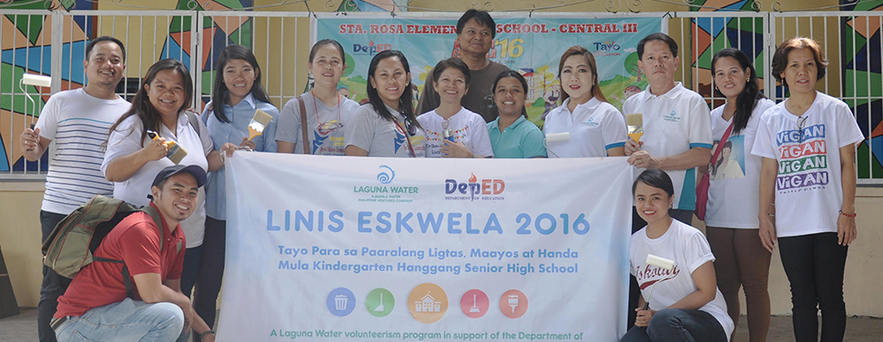 Ensuring a Better Future for Future Generations. Laguna Water employees spend time in helping schools rehabilitate their facilities through the Linis Eskwela 2016 program.